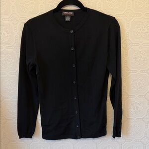 Kirkland Signature Women's Classic Merino Wool Black Cardigan size M